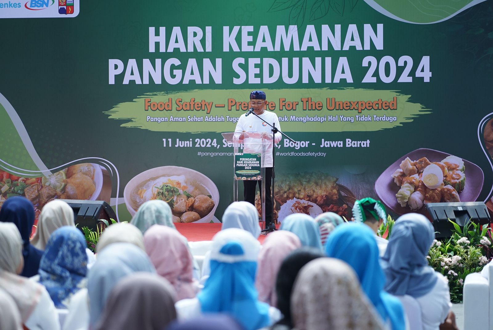 Kementerian Kesehatan (Kemenkes) dan Pemkot Bogor menggelar peringatan Hari Keamanan Pangan Sedunia (HKPS) di Taman Ekspresi, Selasa (11/6/2024).