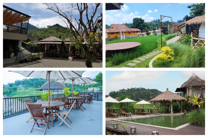 Amerta Cafe dan Resort ini berlokasi di Jalan Cimandala, Kecamatan Babakan Madang, Kabupaten Bogor.