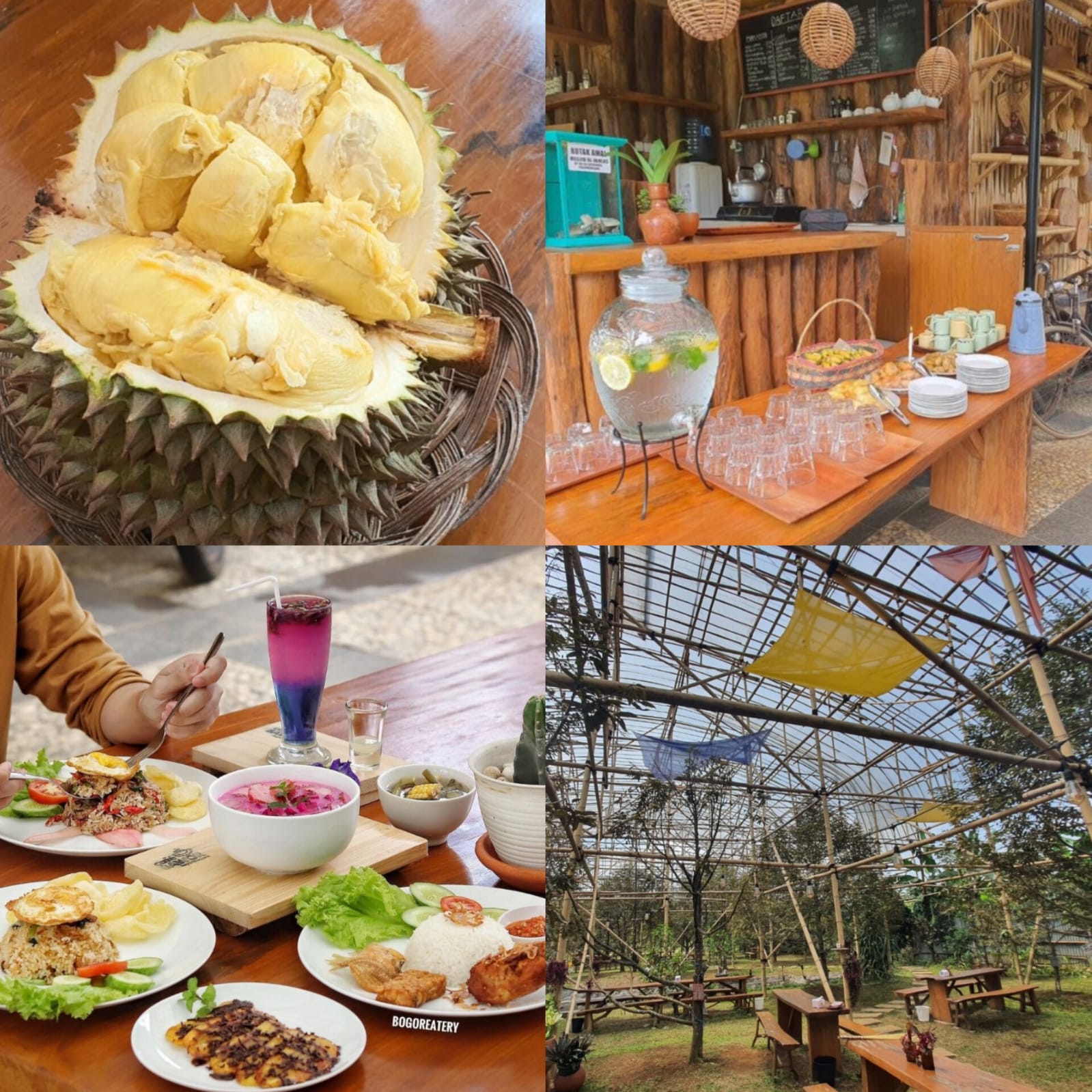 Cafe Bawor Jaya Nagara yang terletak di green house durian terbesar se-Indonesia yang ada di Bogor.
