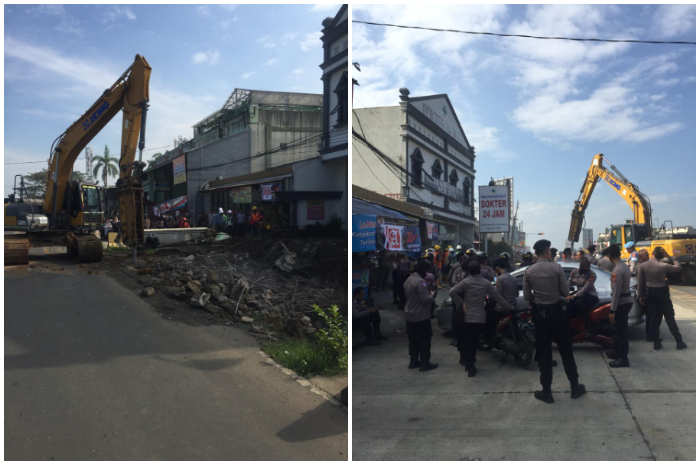 Suasana eksekusi lahan di Simpang Salabenda Bogor Jumat (5/7/2024).