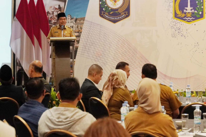 Rapat supervise yang dilakukan Kemendagri, Pemerintah Provinsi (Pemprov) DKI Jakarta, dan pemerintah daerah yang bersebelahan dengan Jakarta di Hotel Aryaduta Menteng, Jakarta, Selasa (9/7/2024).
