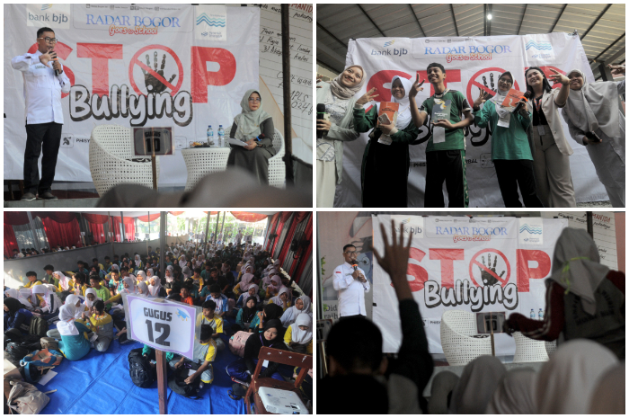 Radar Bogor Road To School bekerjasama dengan KPAD Kabupaten Bogor saat pelatihan anti bullying di SMAN 1 Dramaga, Kabupaten Bogor, Selasa (16/7/2024).
