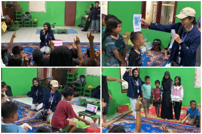 Kegiatan Program Skulling (Sekolah Keliling) kepada anak-anak Desa Cikarawang, Kecamatan Dramaga, Kabupaten Bogor Sabtu (6/7/2024).