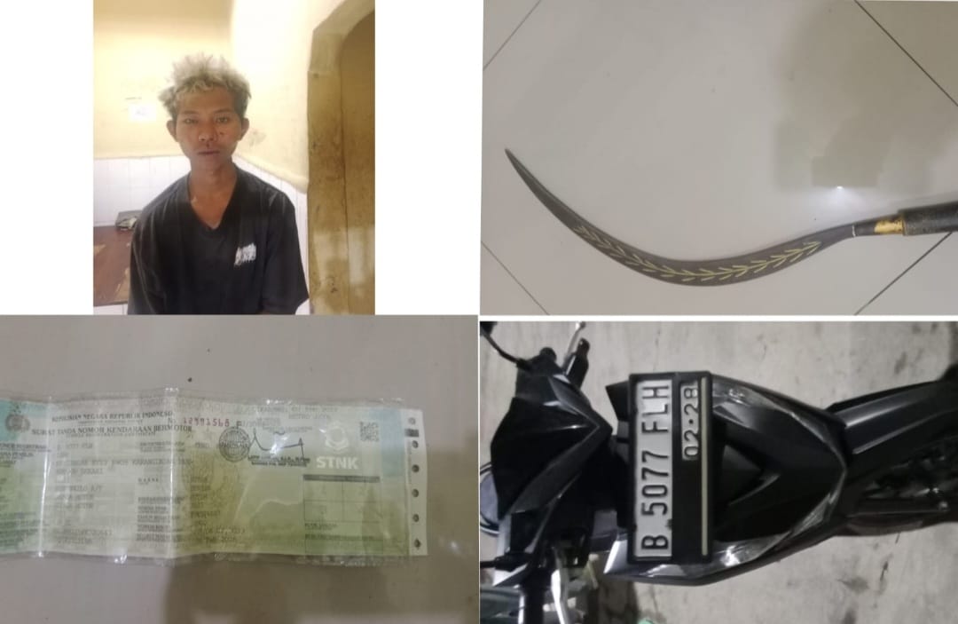 Terduga pelaku begal yang berhasil diringkus anggota Babinsa dan warga Jonggol, Kabupaten Bogor.