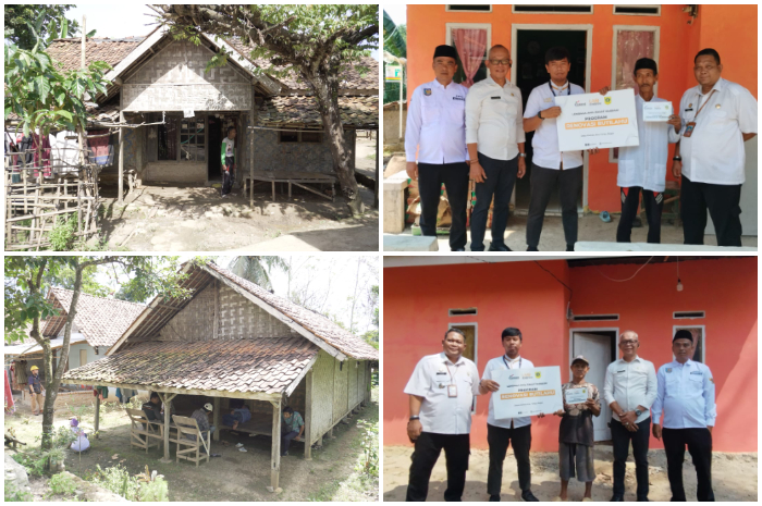 Penyerahan secara simbolis hasil renovasi RTLH di Desa Ciomas, Kecamatan Tenjo dari LAZ Rabbani kepada penerima manfaat.