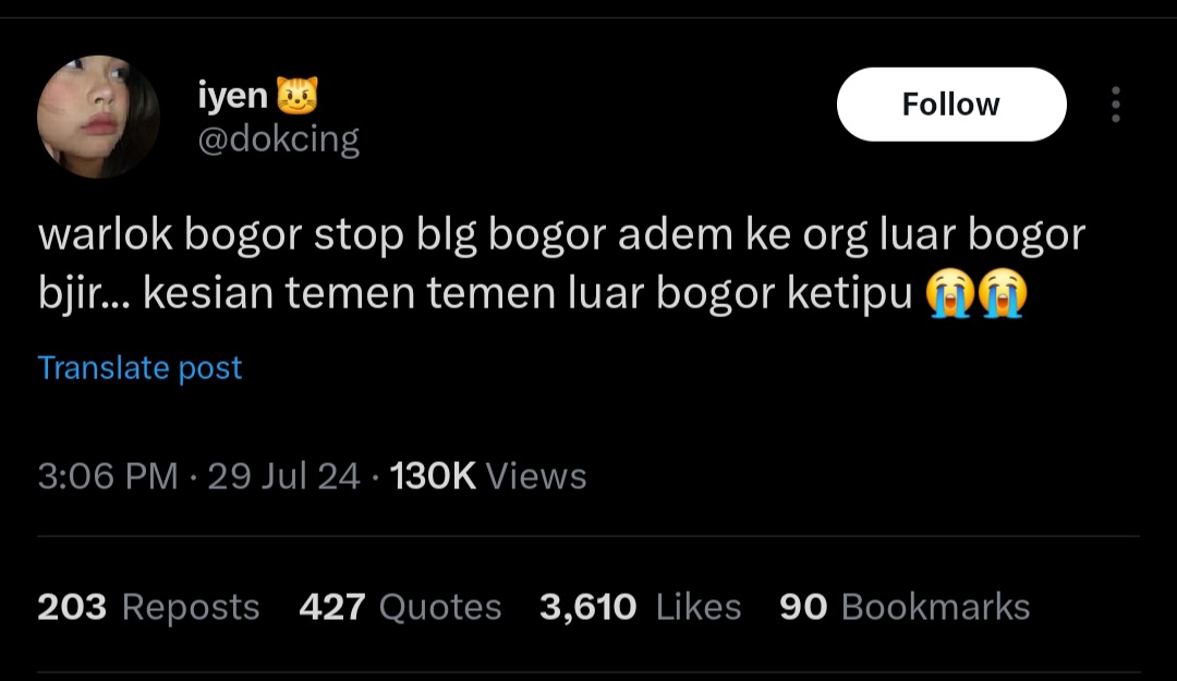 Isi cuitan netizen soal cuaca Bogor.