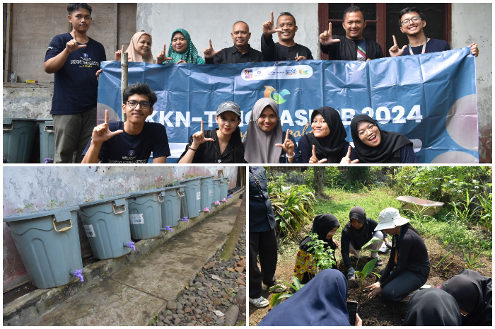 Program kegiatan menanam sayuran, tanaman obat keluarga, dan penerapan budidaya ikan dalam ember (budikdamber) berbasis aquaponik di Kebun Stunting oleh tim KKN-TI IPB bersama PKK di Kelurahan Loji.