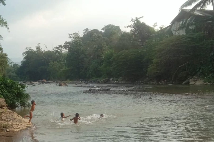 Sejumlah anak berenang di Sungai Cikaniki, Kecamatan Nanggung, Kabupaten Bogor.