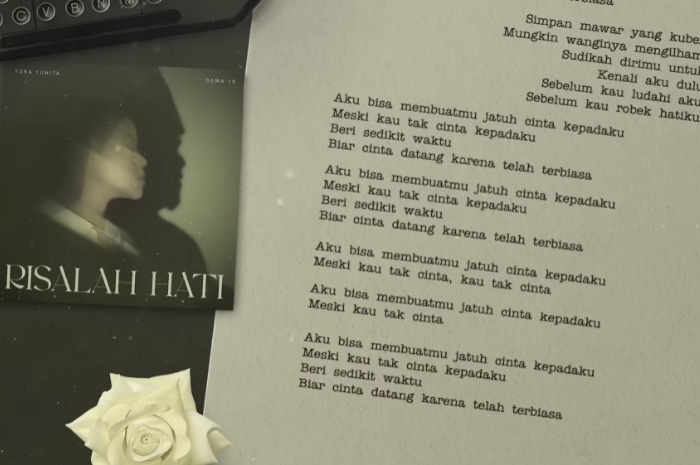 Cuplikan video klik lagu Risalah hati milik Dewa 19 yang dinyanyikan ulang Yura Yunita.