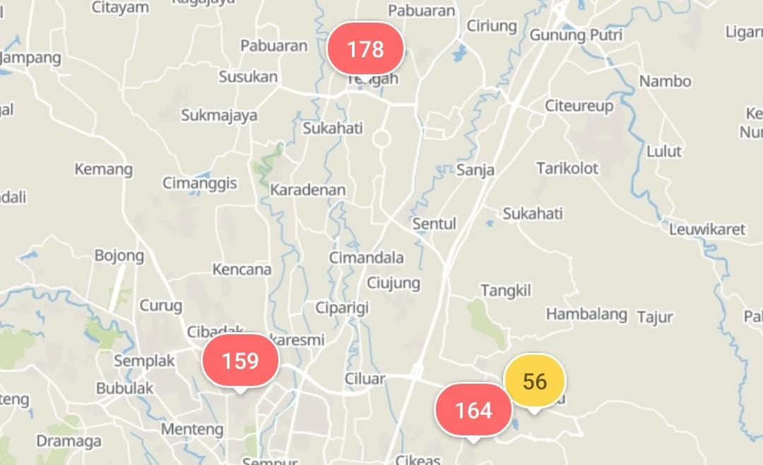 Kualitas udara di sejumlah wilayah di Bogor tidak bagus.