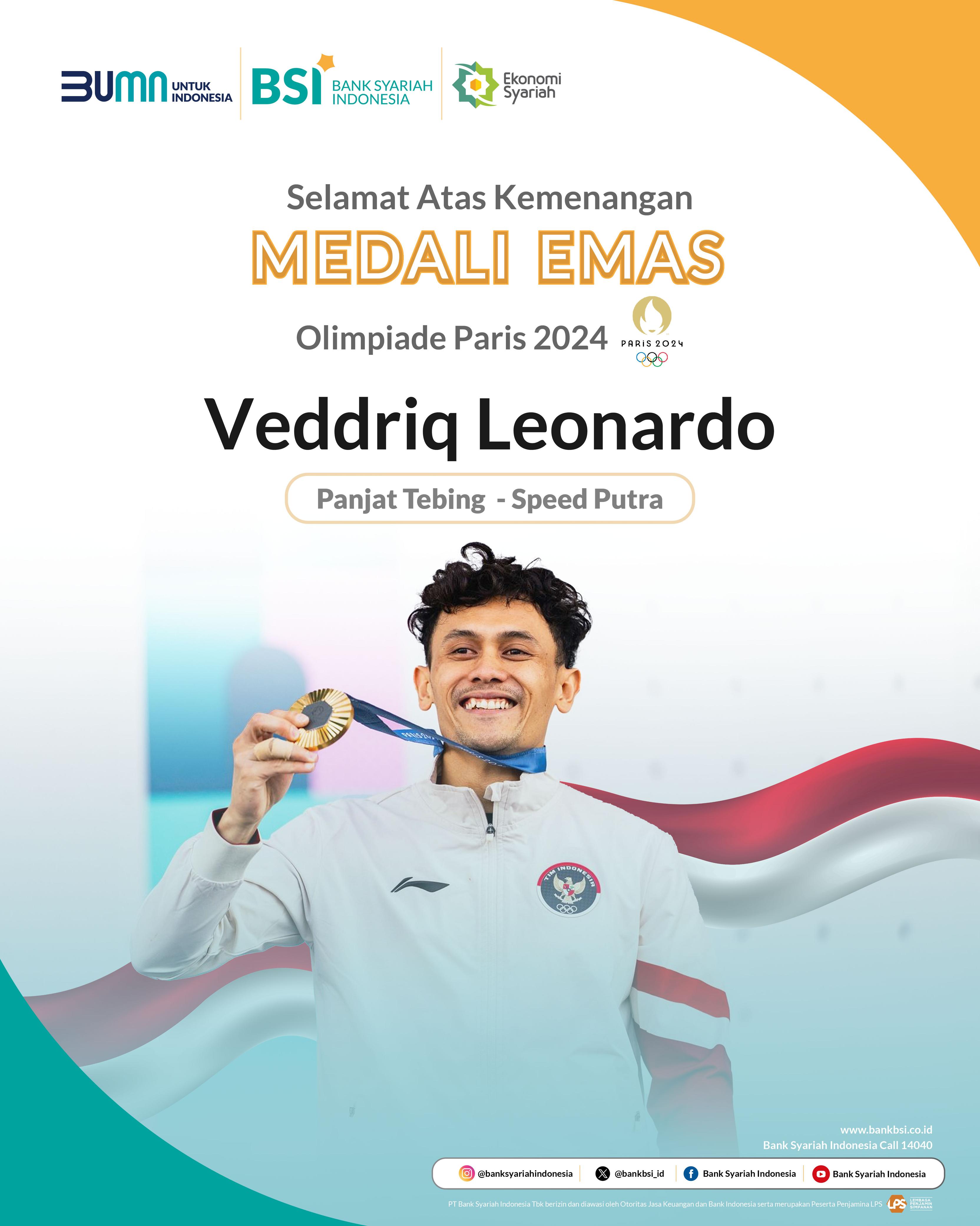 Veddriq Leonardo, sukses maraih medali emas Olimpiade Paris 2024.