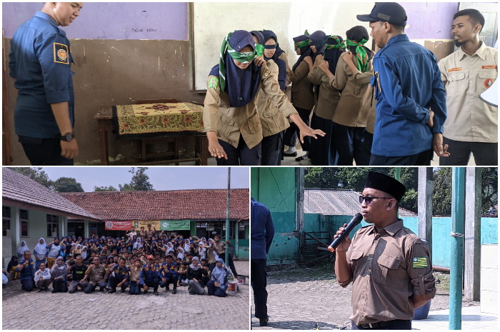 Para guru hingga orang tua siswa SD dan MTs Muhammadiyah Jasinga Bogor mendapatkan pelatihan dari petugas Damkar.