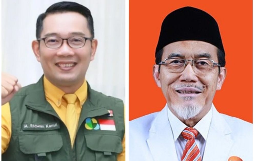 Cagub Jakarta Ridwan Kamil (kiri) diisukan didampingi oleh Cawagub Jakarta yaitu Suswono (kanan).