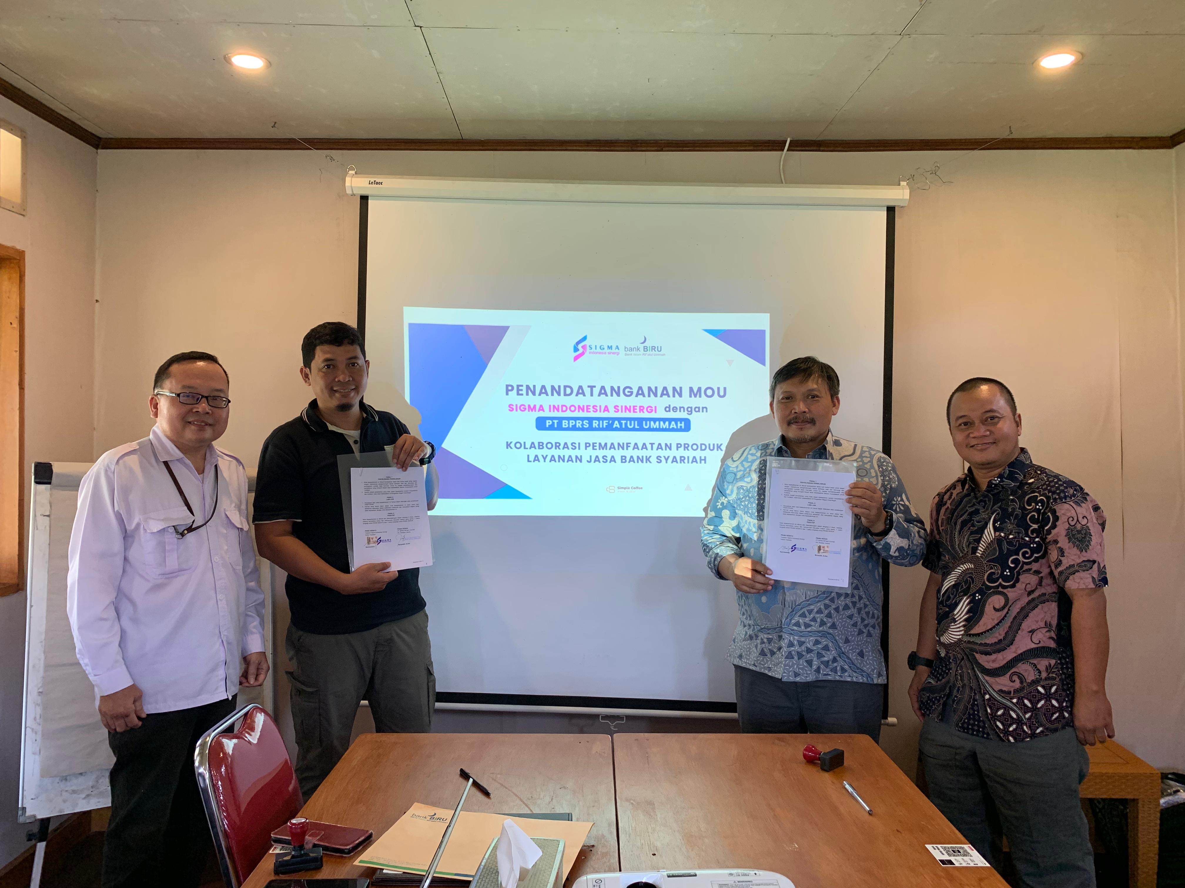 Penandatanganan MoU Yayasan Sigma Indonesia Sinergi, dengan PT BPRS Rif&rsquo;atul Ummah pada Senin (12/8/2024).