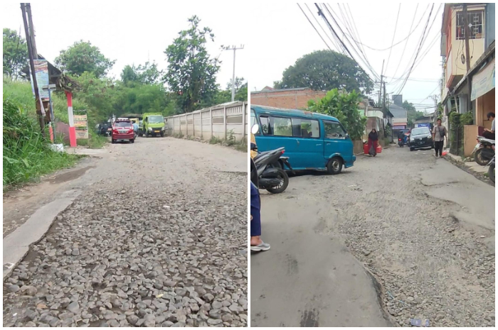 Titik ruas jalan sekitar Kampus IPB University Dramaga Bogor yang rusak.