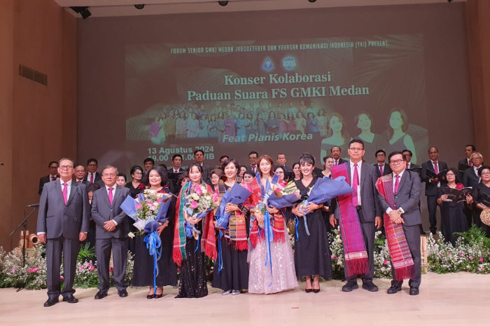 Konser kolaborasi Paduan Suara FS GMKI Medan feat pianis asal Korea Selatan pada Selasa (13/8/2024) malam di Balai Resital Kartanegara, Jakarta.