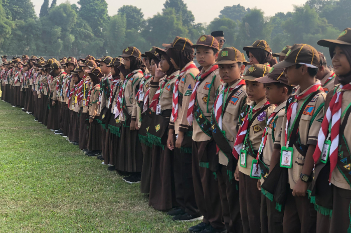 Sebanyak 298 Pramuka Siaga Garuda resmi dikukuhkan oleh Dedie A Rachim, Rabu (21/8/2024).