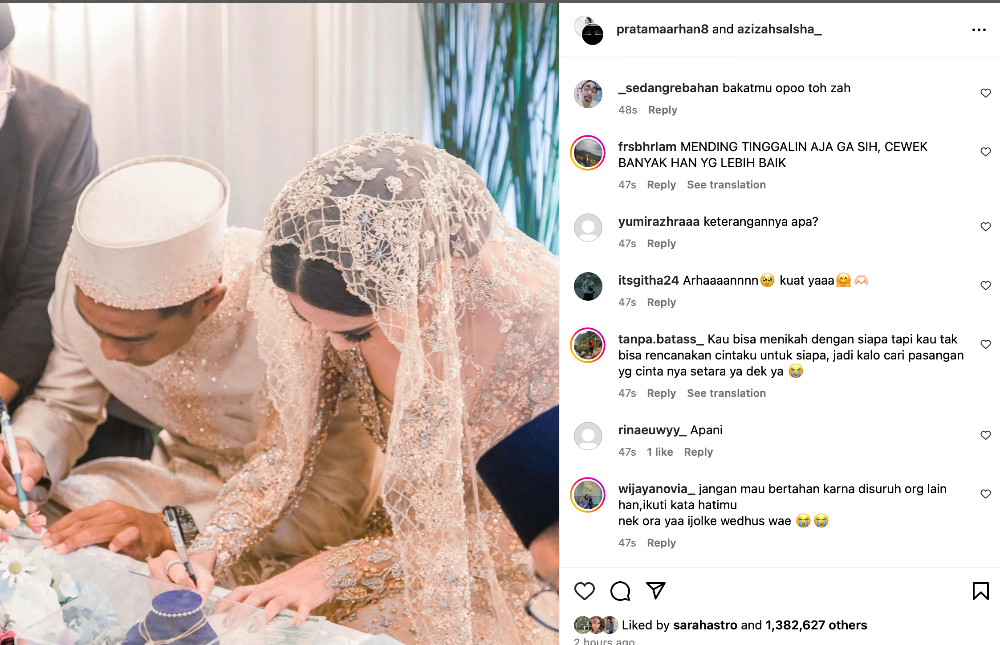 Unggahan terbaru Pratama Arhan dan Azizah Salsha.