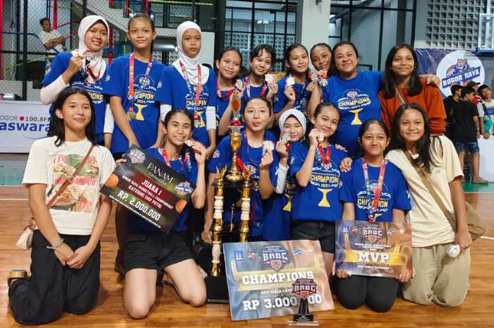 Tim Putri Spensa Jaguar SMPN 1 juara Bogor Raya Basketball Championship (BRBC), di Bucket List Bogor.