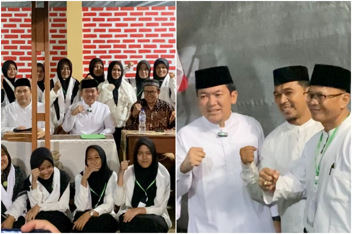 Dokter Rayendra saat bersama para ulama dan santri.