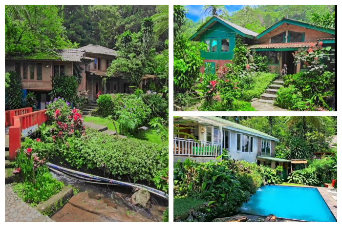 Villa Kampung Air yang berlokasi di Jl. Tegal Luhur, Desa Paseban, Kecamatan Megamendung, Kabupaten Bogor, Jawa Barat.