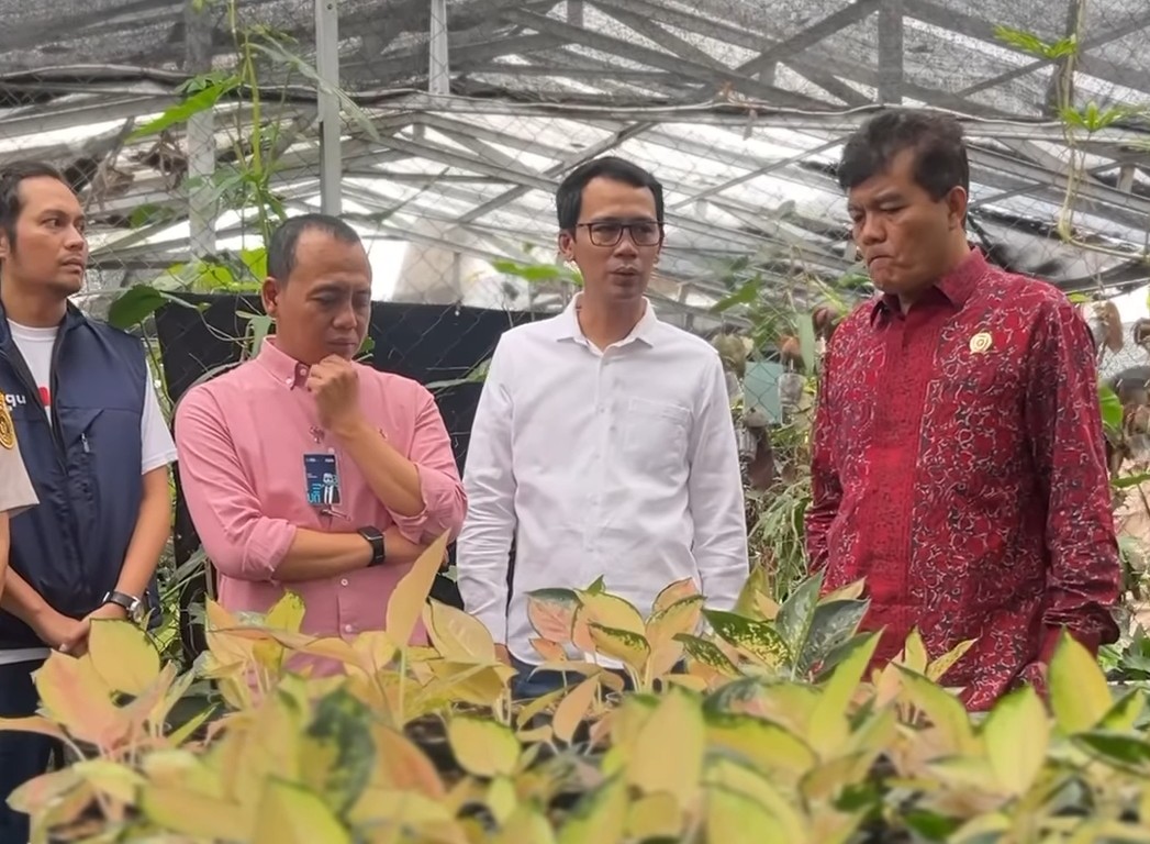 Kepala Barantin RI Sahat M Panggabean (kanan) mengunjungi greenhouse Minaqu Indonesia di Bogor.