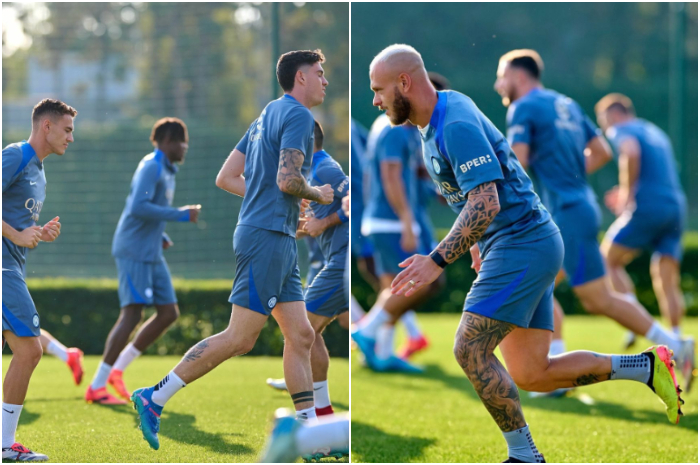 Para pemain Inter Milan saat berlatih.