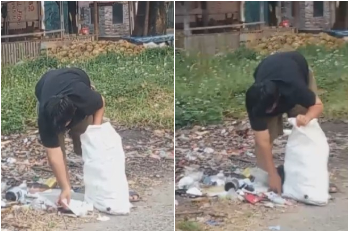 DISANKSI : Pelaku pembuang sampah sembarangan di RT 05/05, Kelurahan Tengah, Kecamatan Cibinong, Bogor.
