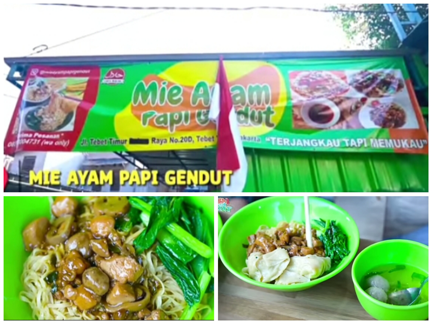 Mie Ayam Papi Gendut, yang berlokasi di Jalan Tebet Timur Raya Nomor 20D, Tebet Timur, Kecamatan Tebet, Jakarta Selatan.