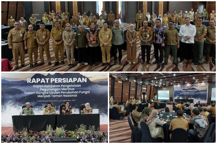 Rapat persiapan untuk kajian kebijakan pengelolaan Pegunungan Meratus di Hotel Novotel Banjarbaru Senin (23/9/2024).