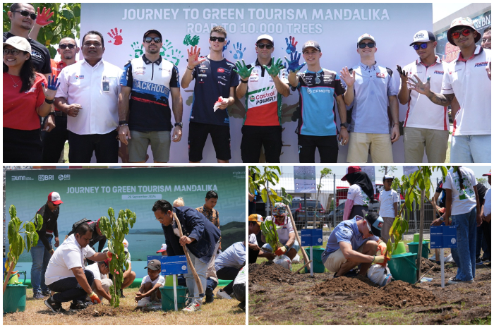 BRI melakukan penanaman pohon di Mandalika pada Kamis (26/9/2014). Ini adalah bagian dari acara MotoGP Mandalika 2024.