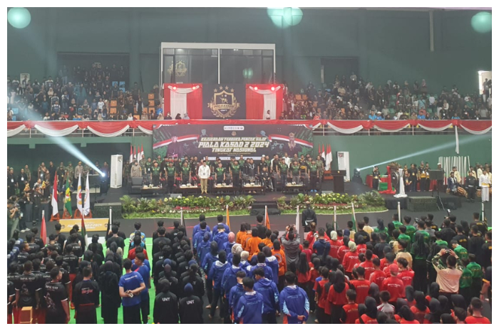 Kejuaraan Terbuka Pencak Silat yang diselenggarakan TNI AD di Laga Tangkas Pakansari, Kecamatan Cibinong, Kabupaten Bogor.