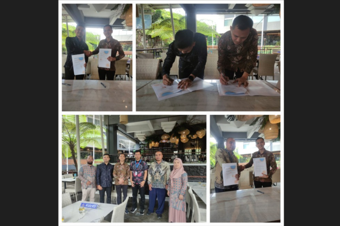 Penandatanganan MOU dan pelaksanaan perjanjian SMK Amaliah 1 dan 2 dengan&nbsp;Dairy Land Hospitality Group pada Kamis (5/9/2024).