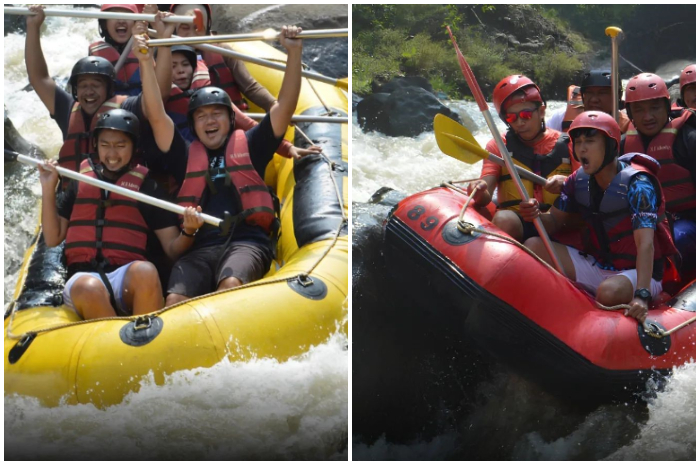 Keseruan pengunjung saat ikut Rafting Cisadane CR One Group di Jl. Kolonel Bustomi No. 1 Caringin, Bogor.