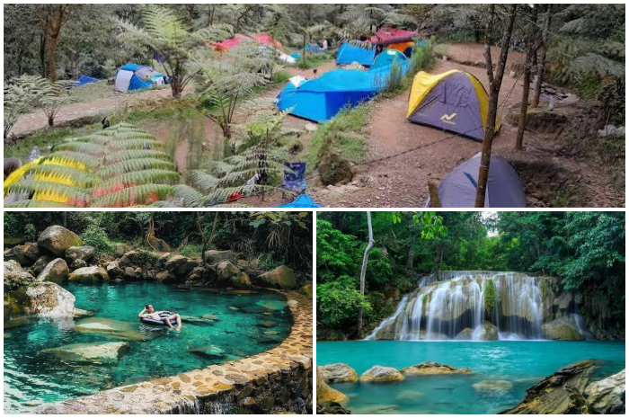 Suasana tempat wisata air terjun Lembah Tepus di&nbsp;Pasir Reungit, Gunung Sari, Kecamatan Pamijahan, Kabupaten Bogor.