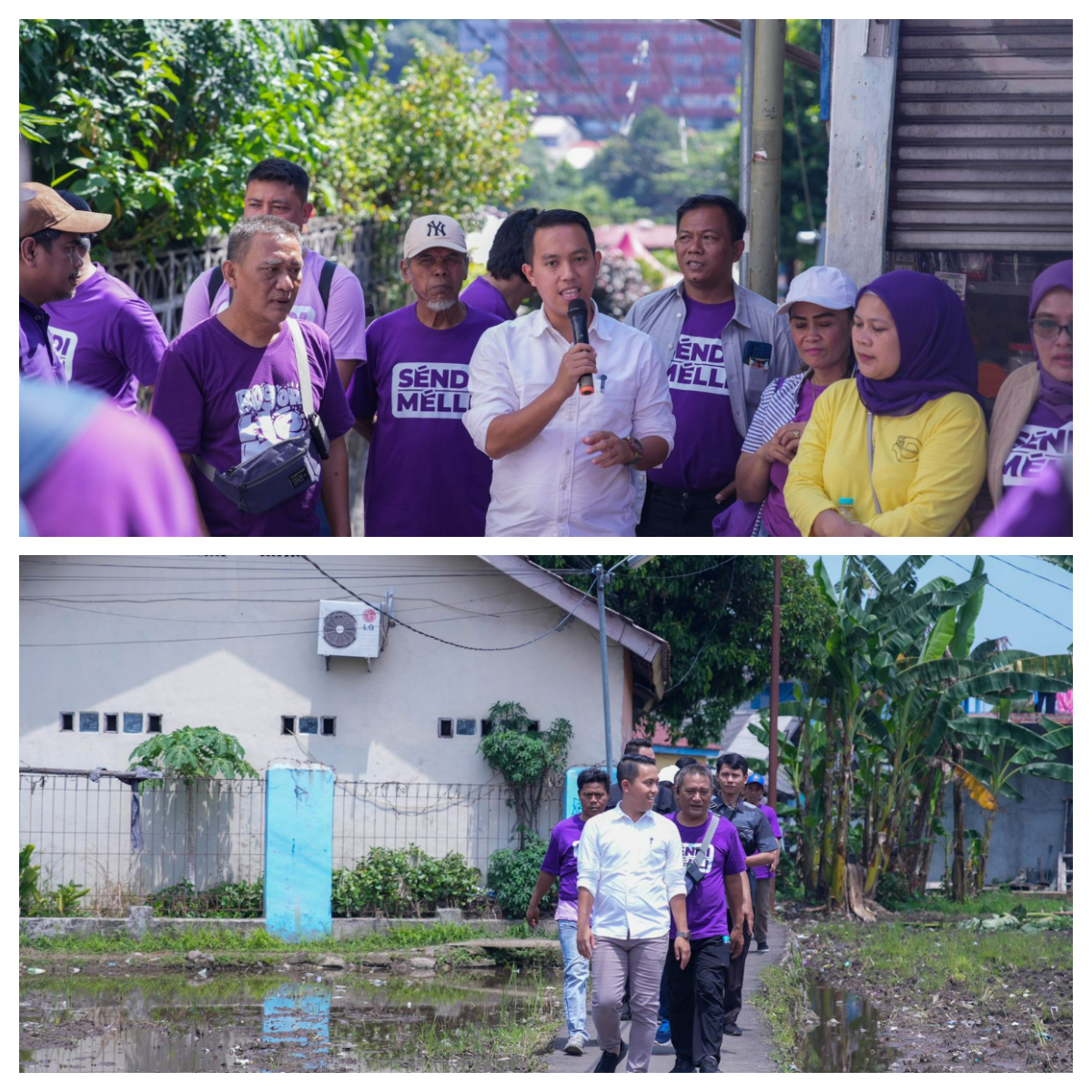 Paslon Cawalkot Bogor Sendi Fardiansyah,  saat mengunjungi warga terkena bencana alam.