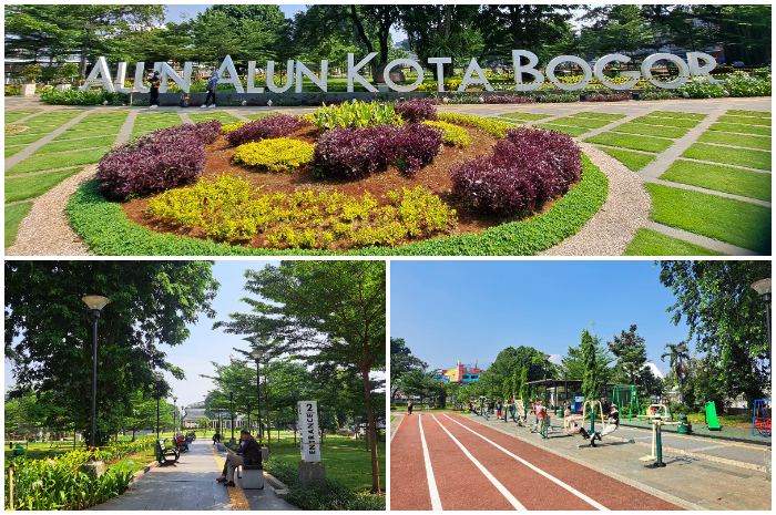 Kondisi terkini Alun-Alun Kota Bogor pasca revitalisasi.
