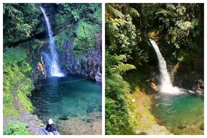 Curug Goa Lumut Endah yang berlokasi di Jalan Curug Cigamea, Desa Gunung Sari, Kecamatan Pamijahan, Kabupaten Bogor, Jawa Barat.