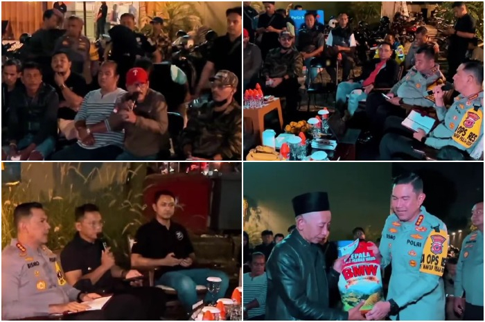 Kapolresta Bogor Kota Kombes Bismo Teguh Prakoso mengadakan program Ngopi Bareng bersama warga dan pedagang Pasar Tumpah Merdeka di Jalan Ciwaringin, Kelurahan Ciwaringin, Kecamatan Bogor Tengah.