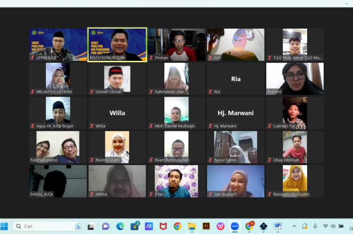 LPPM IUQI Bogor mengadakan sosialisasi penelitian dosen untuk tahun akademik 2024/2025.