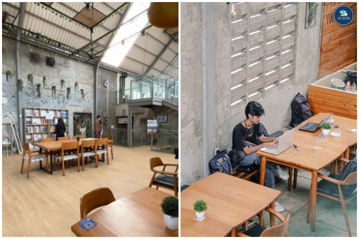 Cil Space,  coffee shop dengan ruangan belajar dan perpustakaan sendiri.