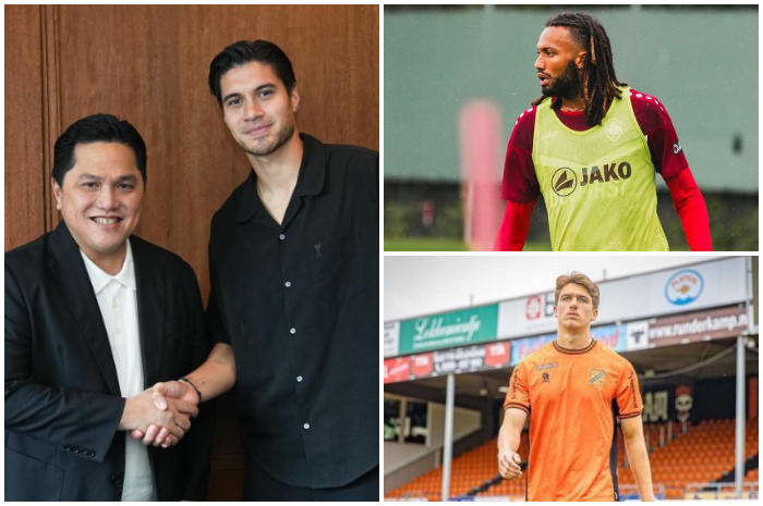 Kevin Diks bersalaman dengan Ketum PSSI Erick Thohir. Sementara Jairo Riedewald dan Mauro Zijlstra menyusul dinaturalisasi.
