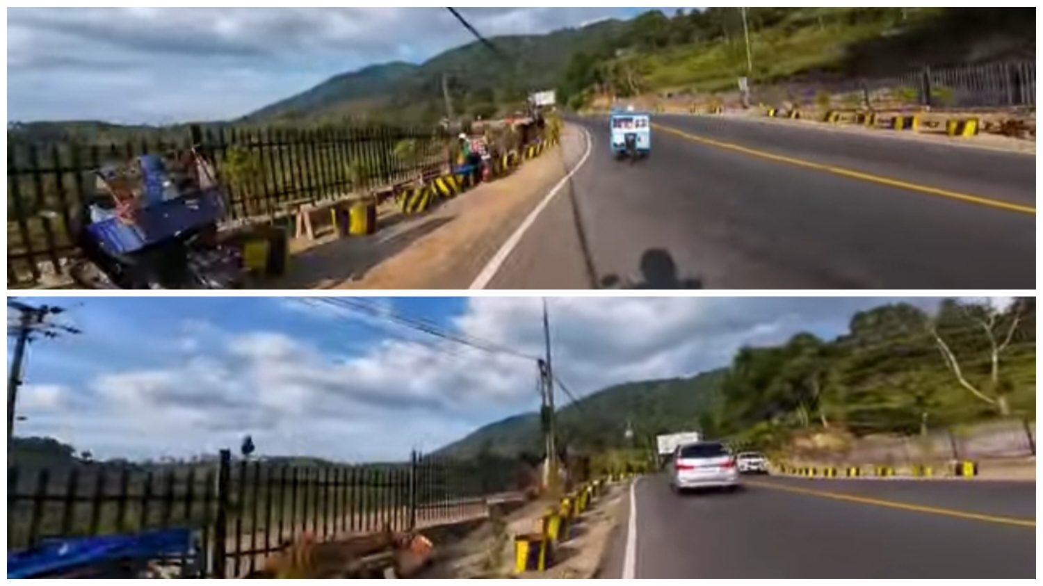 Kondisi pembangunan pagar pembatas di sepanjang jalur Puncak, Bogor.