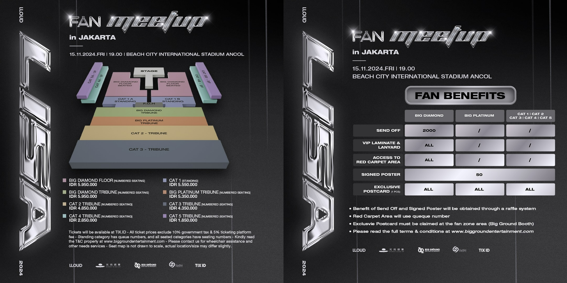 Layout panggung dan fan benefits di fan meetup Lisa di Jakarta.