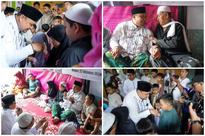 Calon Wali Kota Bogor Atang Trisnanto pada acara doa, istigosah, dan tahlil bersama santri dan para kyai di Kelurahan Kebon Kelapa, Kecamatan Bogor Tengah, Selasa (22/10/2024).