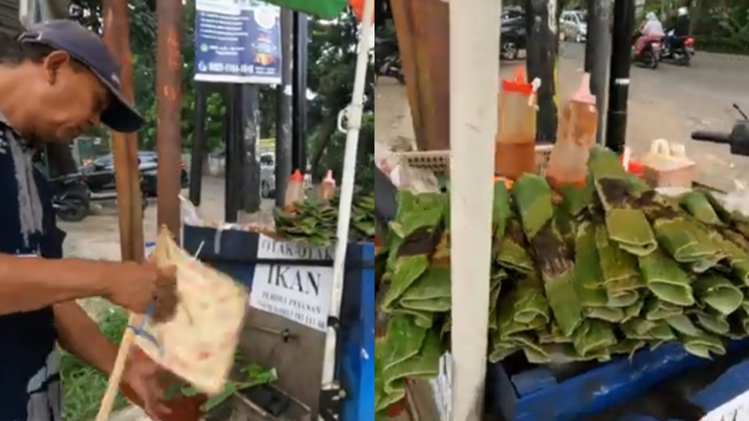 Penjual Otak-otak bakar di Taman Makam Pahlawan Rajeg Bogor.