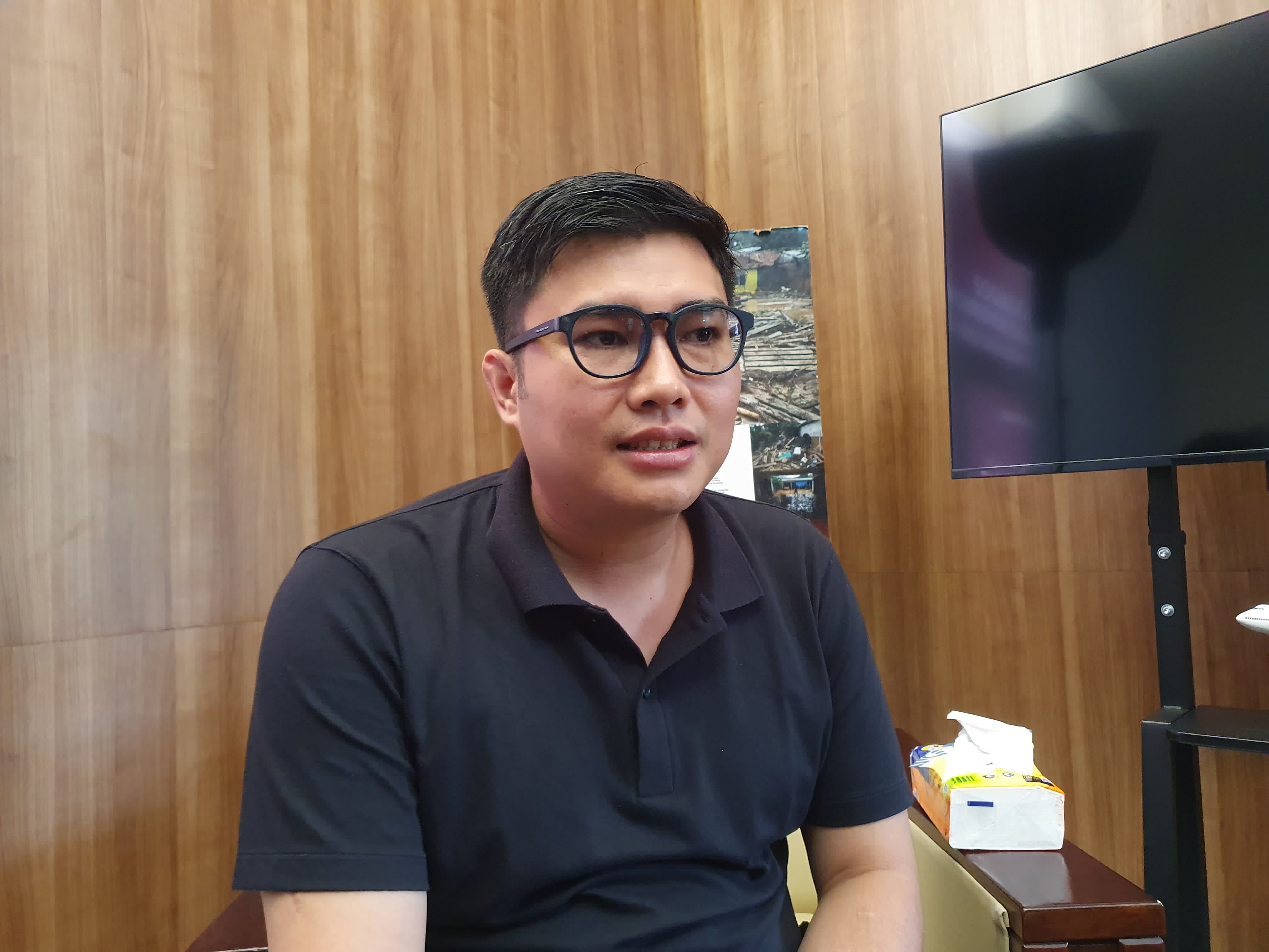 Ketua DPRD kabupaten Bogor, Sastra Winara saat mendatangi Podcast di Pokwan DPRD Kabupaten Bogor.