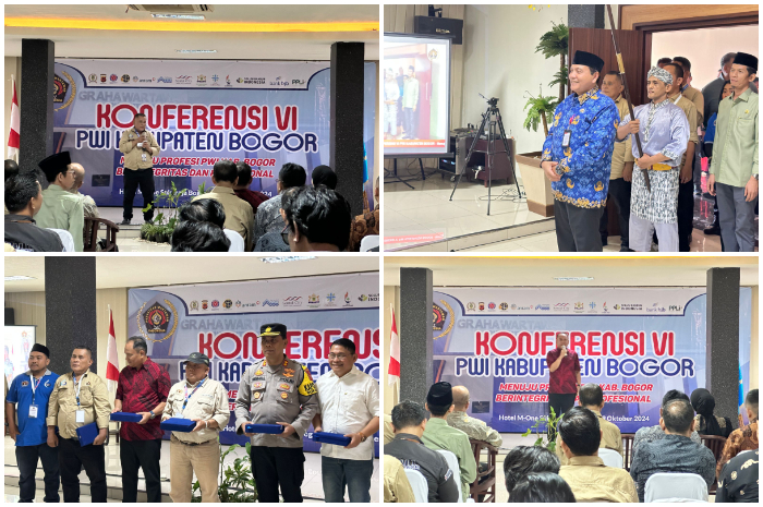 Pj Bupati Bogor Bachril Bakri saat menghadiri Konferensi VI PWI Kabupaten Bogor 2024.