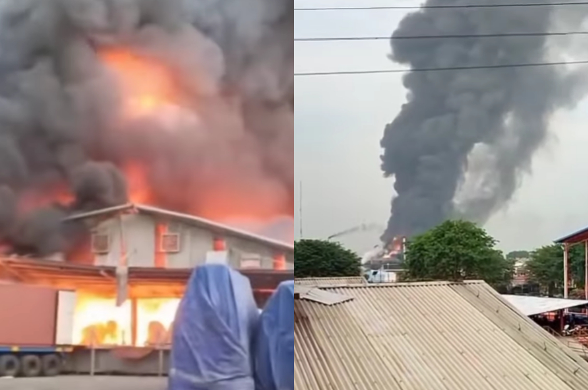Kebakaran besar terjadi di PT Priscolin Bekasi.