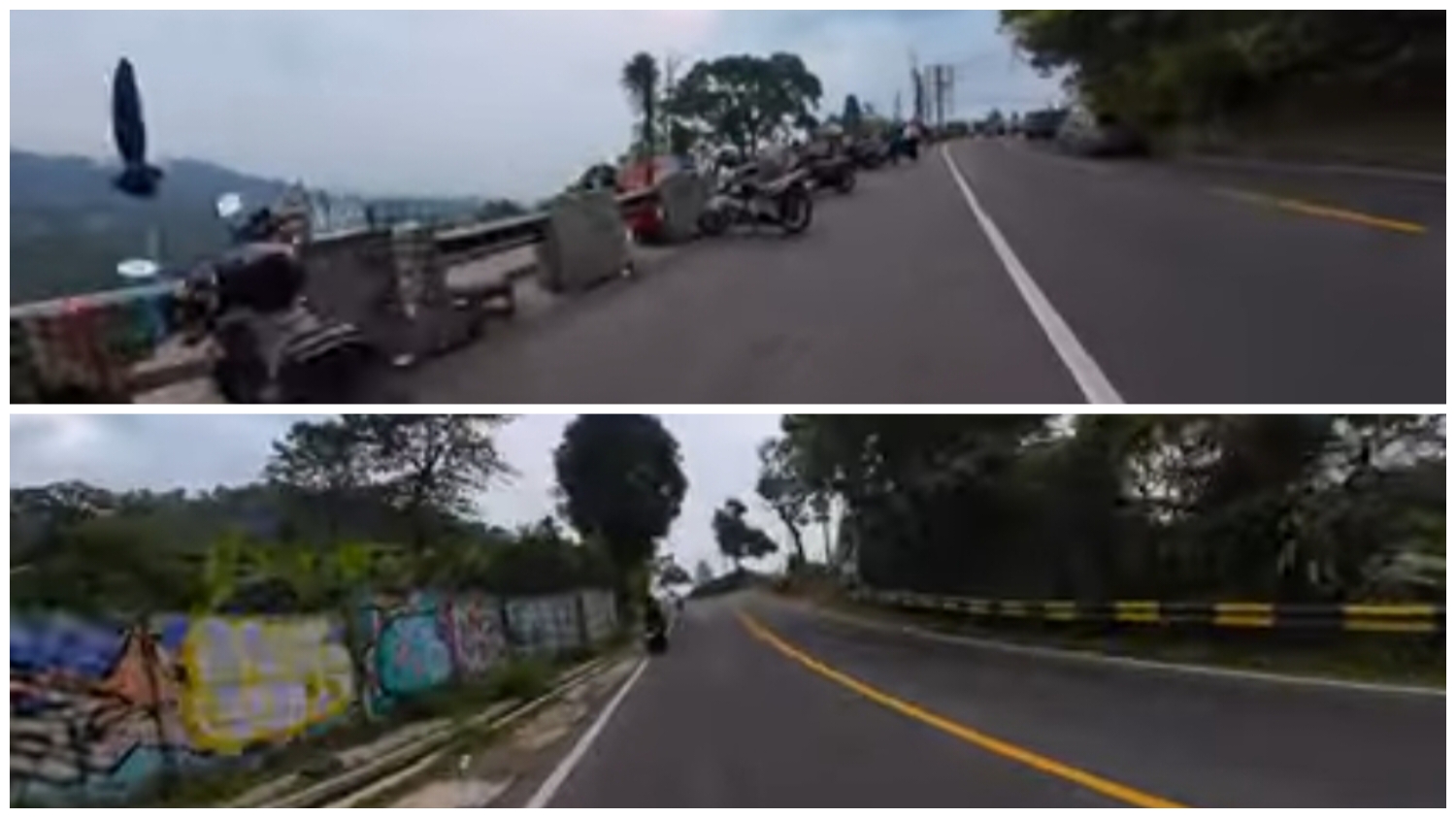 Kondisi Jalan Raya Puncak, Kabupaten Bogor, pasca pembongkaran lapak PKL dan bangunan liar.